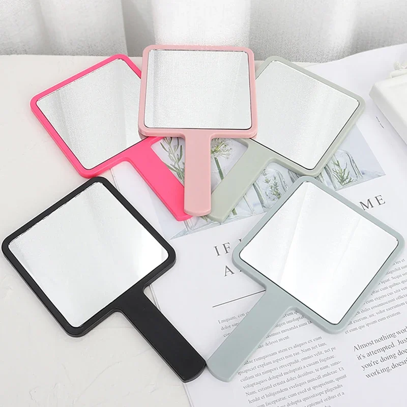 1PC Eyelash Extension Handheld Makeup Mirror Square Makeup Vanity Mirror with Handle Hand Mirror SPA Salon Compact Mirrors