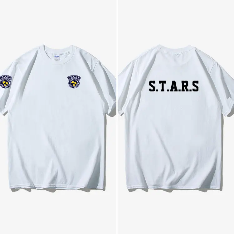 Men's Women's Oversized Crew Neck T-Shirt STARS Resident Evil Gaming Tactical Military Short Sleeve Vintage Streetwear Tee