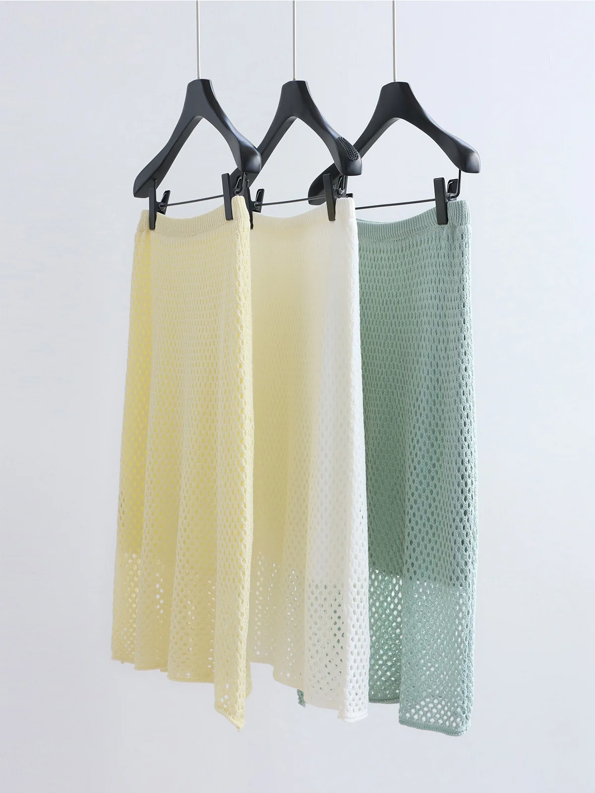 Dave&di Fashionable Hollow Out Spring And Summer Linen Knitted Half Body Skirt With Versatile Lining Korean Version Mid Length S