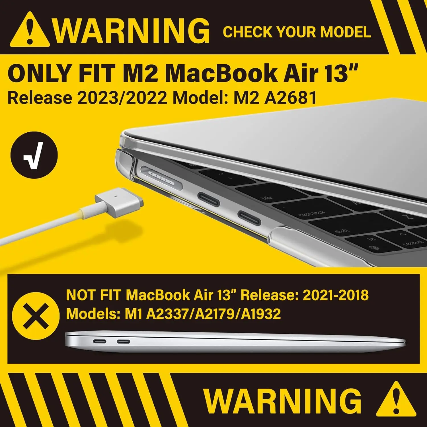 Compatible with New MacBook Air 13.6 inch Case 2022-2025 M2 M3 M4 Chip Model A2681/A3113A3240, Hard Shell Case Crystal Clear