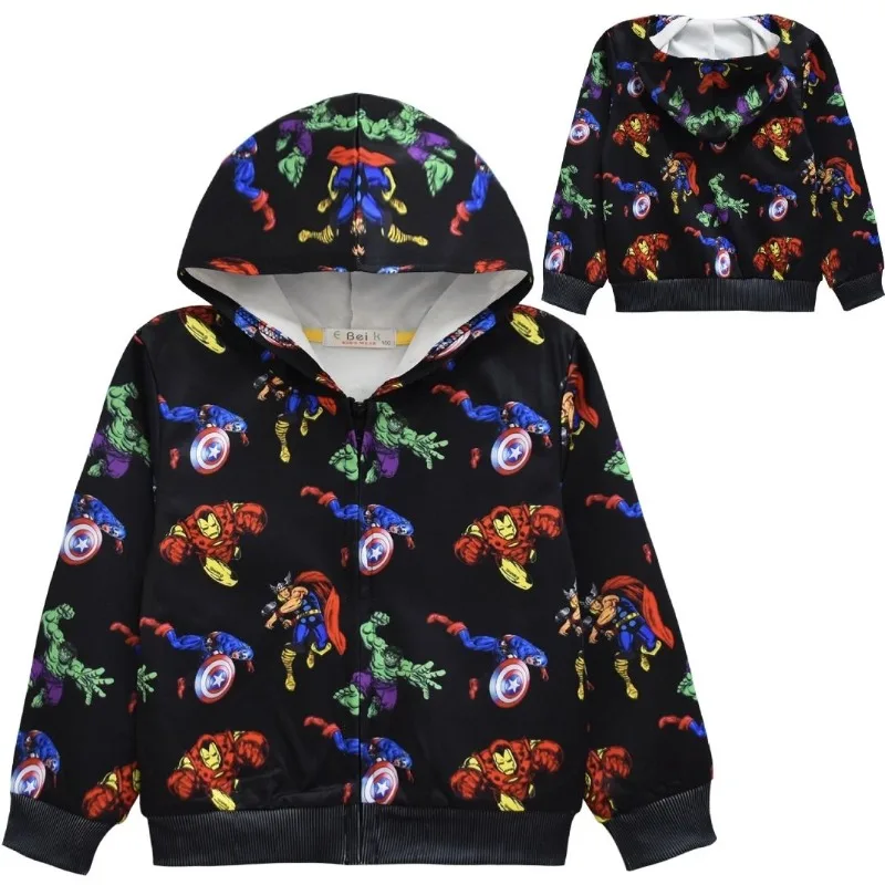 Marvel Iron Man Captain America Hulk kepribadian kreatif anime dicetak jaket longgar nyaman dengan hoodie mode baru