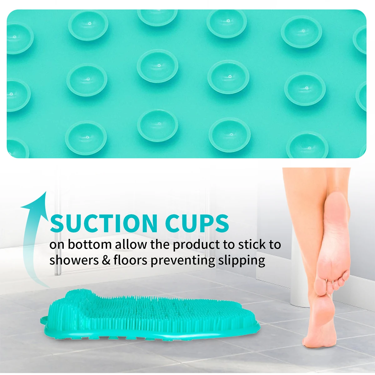 Shower Foot Scrubber Cleaner with Non-slip Suction Cups PVC Foot Massage Scrubber Multifunctional Massage Mat Portable Shower