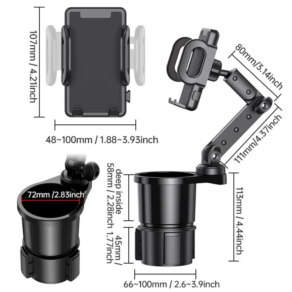 

2028 2 in 1 Car Cup Holder Adapter Multipurpose Auto Phone Holder Adjustable Bottle Beverage Holder Auto Interior Accessory