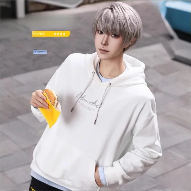 

DY20Game Love and Deepspace Xavier Косплей Костюм Белая толстовка Синяя базовая рубашка из двух частей Студенческая форма Повседневная одежда Вечеринка S