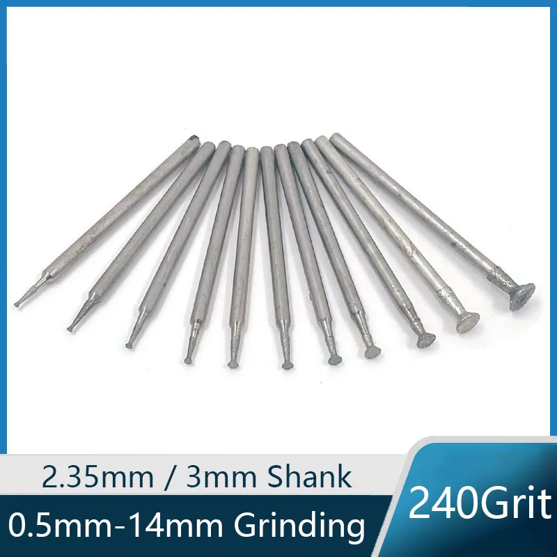 Mata Bor เจียรเพชรก้านขนาด2.35/3มม. สำหรับเครื่องมือตัดแบบโรตารี่ของ Dremel