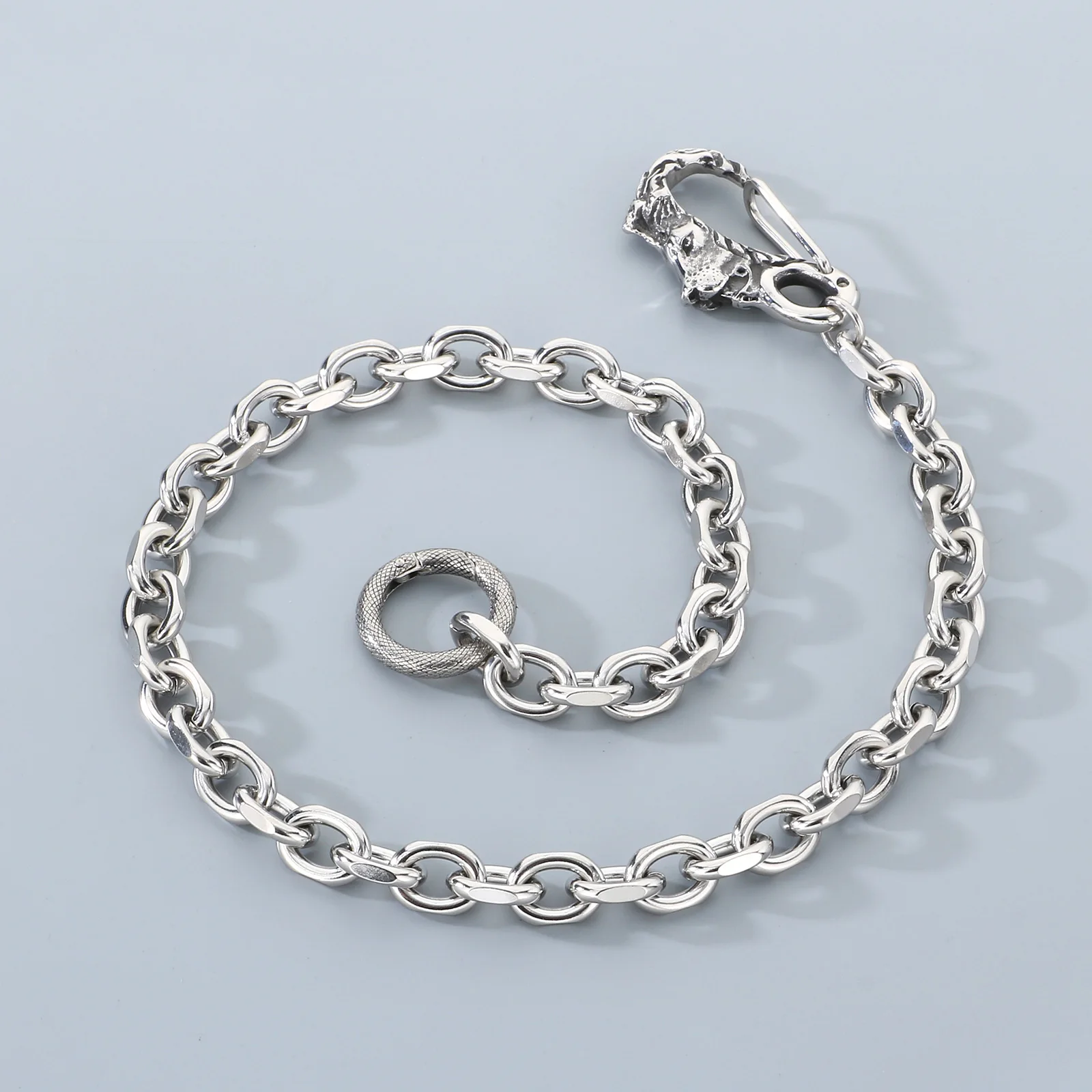 Men's High-Quality Stainless Steel Motorcycle Riding Waist Chain Belt Wallet with Lobster Clasp Fashionable Jewelry Accessory