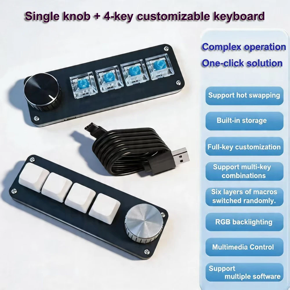 4-Key Multi-Functional Editing Keyboard Suitable for Office Design, Game Media, and Industrial Control Production Line Operation