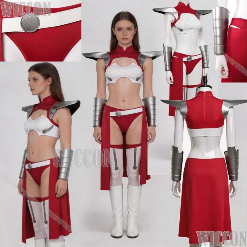 

Anime Movie Invincibllleee Cosplay Costume Red White Dress Hot Battle Uniform Woman Hero Suit Outfit Halloween Party Roleplay