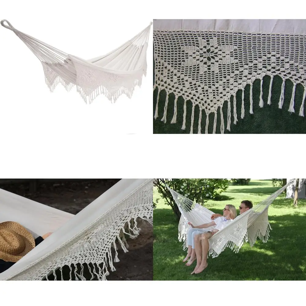 

Cotton Double Deluxe Brazilian Style Hammock with Fringe - Supports Up to 450 lbs