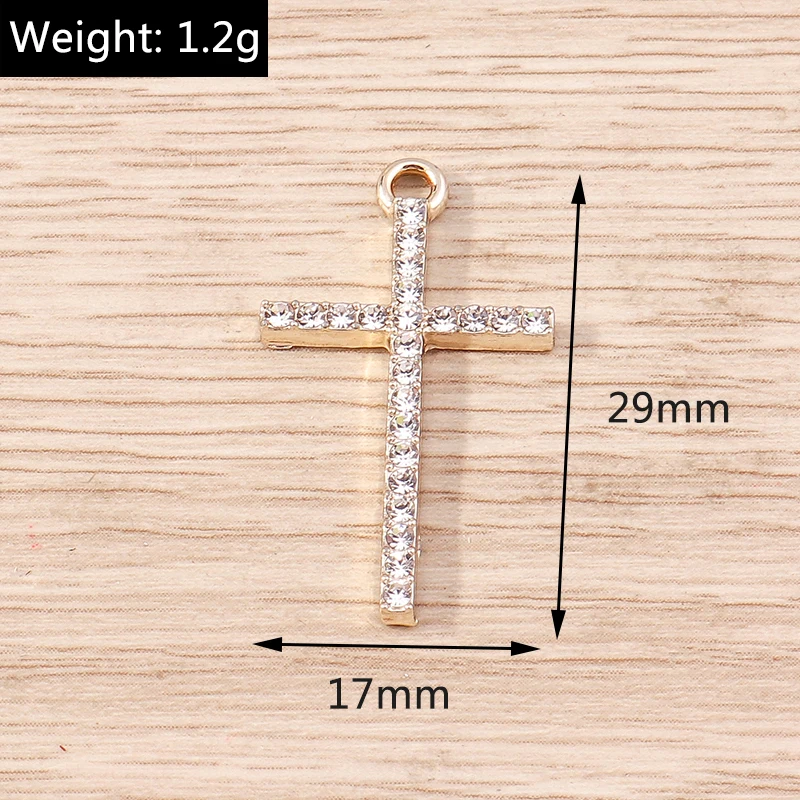 Tusember 10 Stück gold- und silberfarbene CZ-Kristall-Kreuzanhänger, Kreuzanhänger für die Schmuckherstellung, Ohrringe, Halskette, DIY-Zubehör – Detail 15