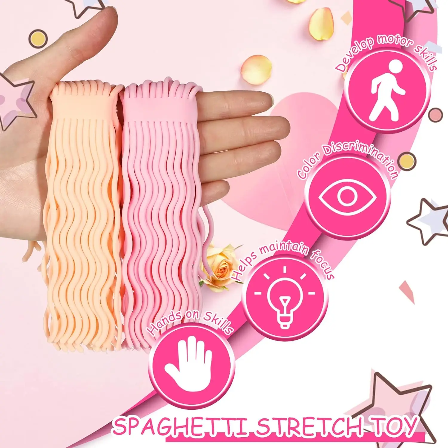 السباغيتي بسط سلسلة لعبة الحسية المعكرونة مطاطا تمتد الإجهاد تخفيف تململ سلاسل لعب للأطفال الكبار هدايا الحفلات