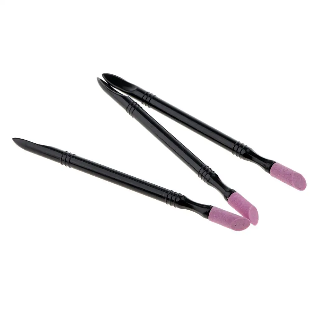 Pluma de molienda de cutículas para uñas, removedor de piel muerta, herramientas de manicura de esmalte, 3 puntas