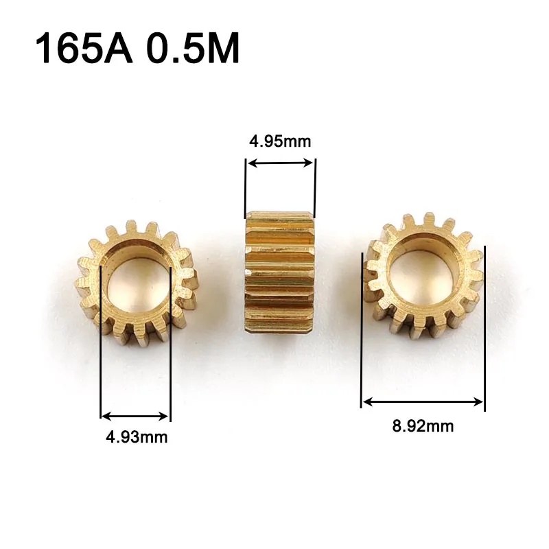 165A 0.5M Copper Gears 9mm Diameter 16 Tooth 4.97mm Shaft Hole for 755/ 775 Motor Spindle Axis Gear