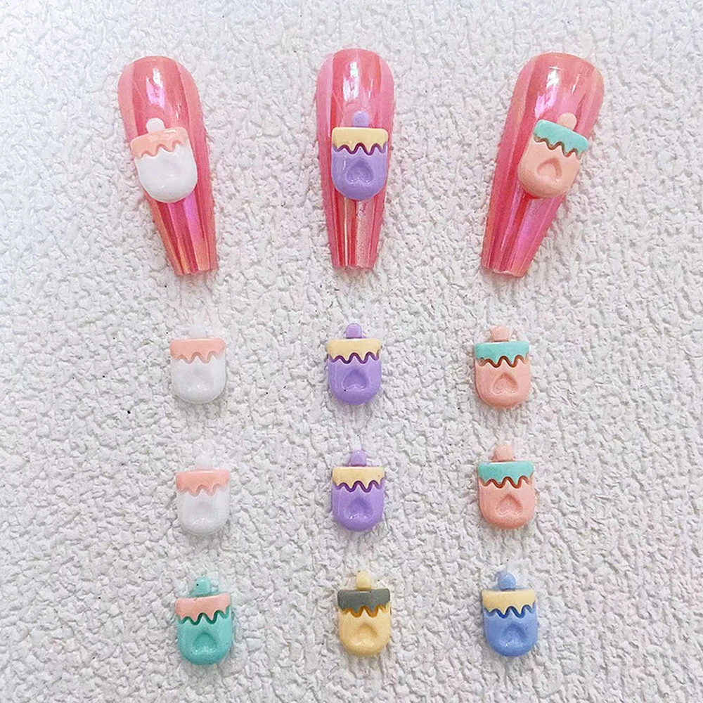 20pcs Candy Color Popsicle Nail Art Charm 3D Cute 8x12MM Summer Ice Cream Popsicle Nail Decoration DIY Kawaii Nail Accessories