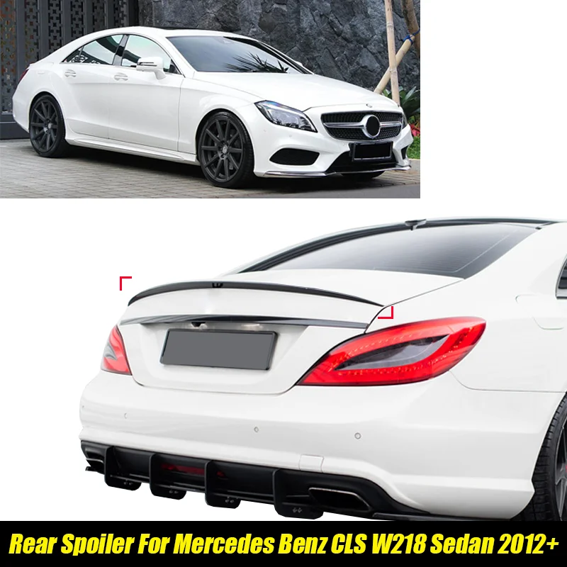 Spoiler traseiro de carro de 121cm, acessórios para mercedes benz classe cls w218 cls63 cls500 cls550 sedan 2012-2018 borracha preta macia plasti