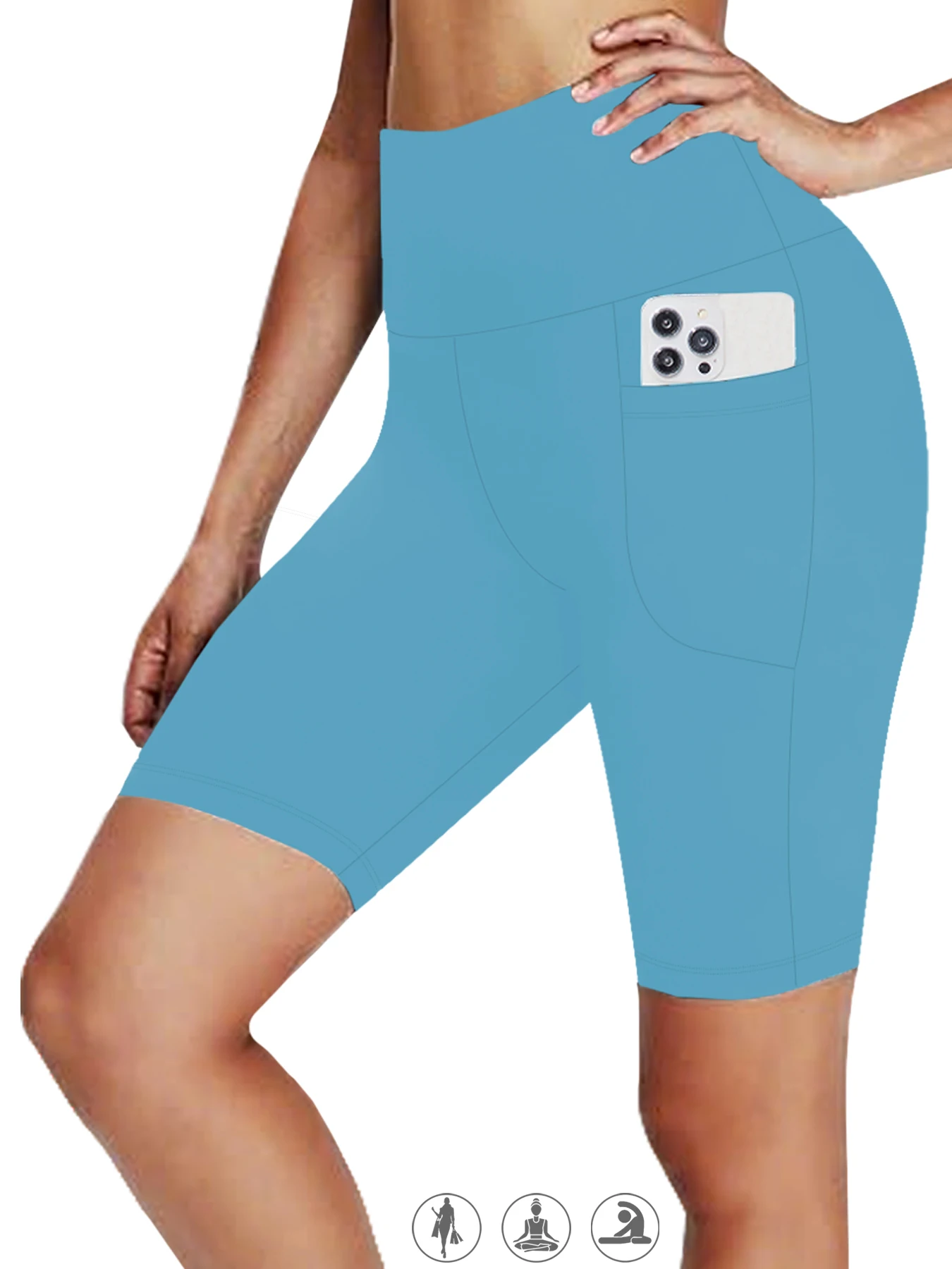 

High Waisted Biker Shorts For Women With Pockets Super Soft No See Through Workout Running Yoga Athletic Gym