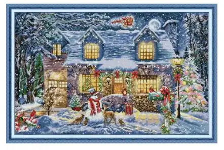 Cross Stitch Kit, DIY Easy Pattern, Aida 14, 11CT,unprinting Fabric Embroidery Set, Cottage Glow