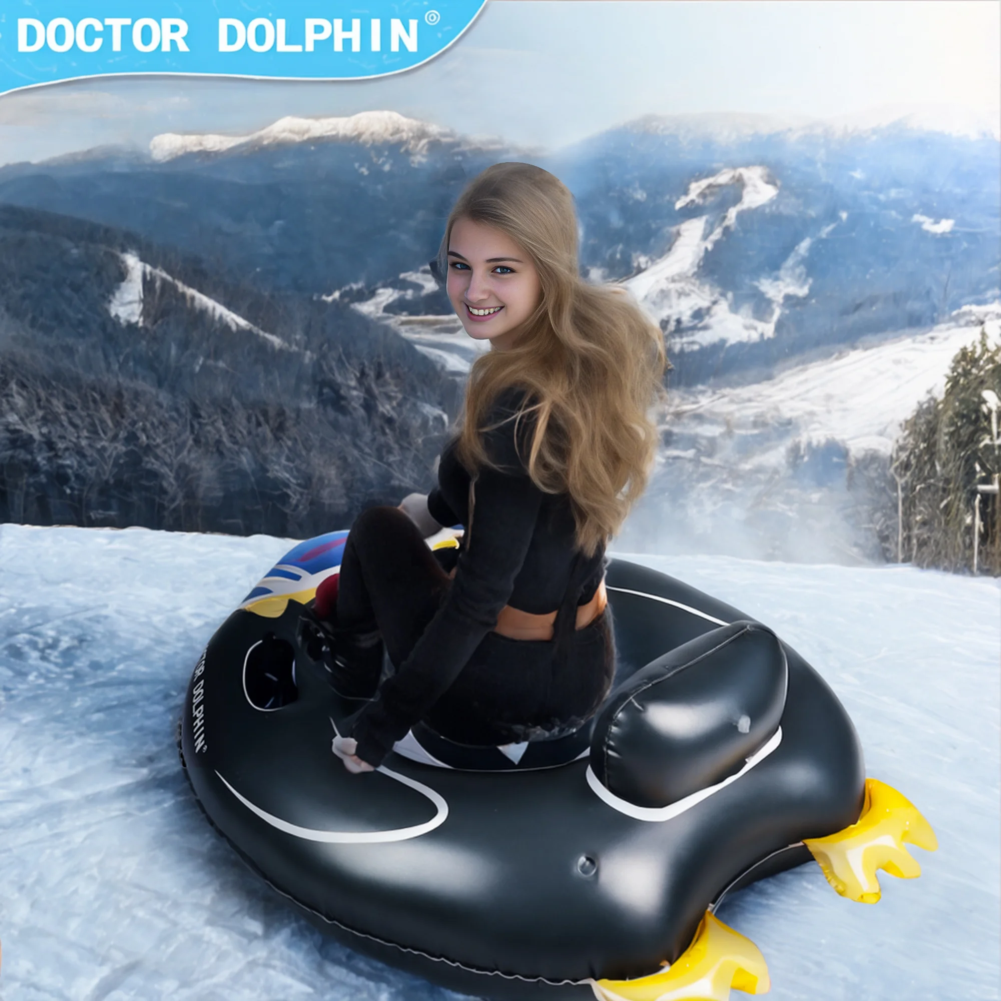 Factory Penguins Design Inflatable Snow Tube Speed Tube Sled Ski Boat Sled Sledge Winter Sport Snow Tubing