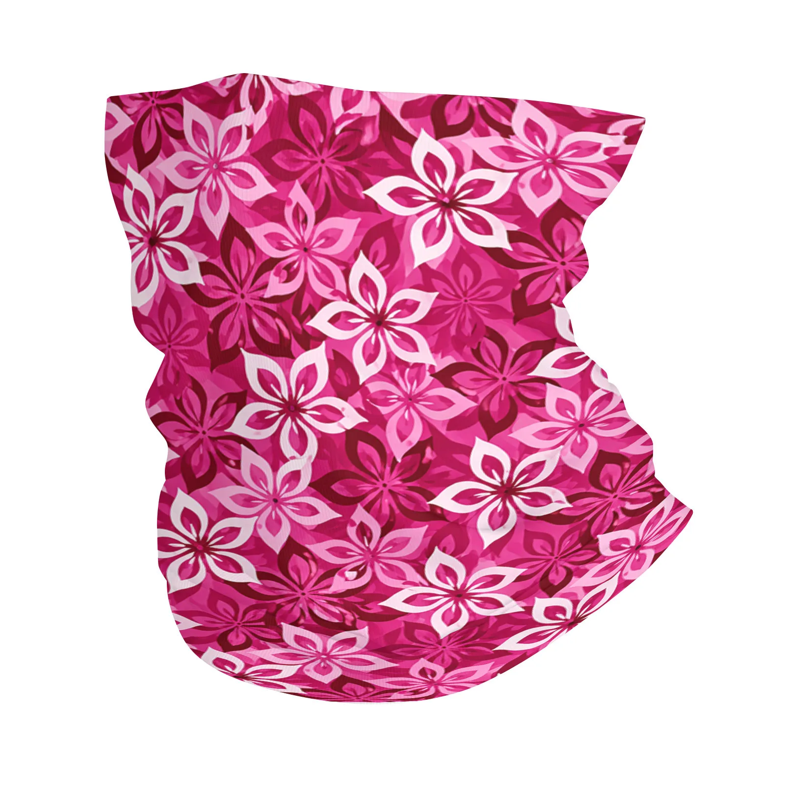 

1pc Unisex Printed Scarf | Fashionable Multifunctional Bandana, Four Seasons Universal | Pink, White, Floral Pattern
