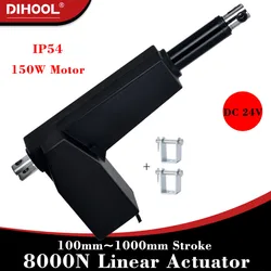 8000N Linear Actuator 24V Electric Lifting Motor 100mm~1000mm Stroke 150kg~800kg Load Adjustable Telescopic Rod 40dB 150W