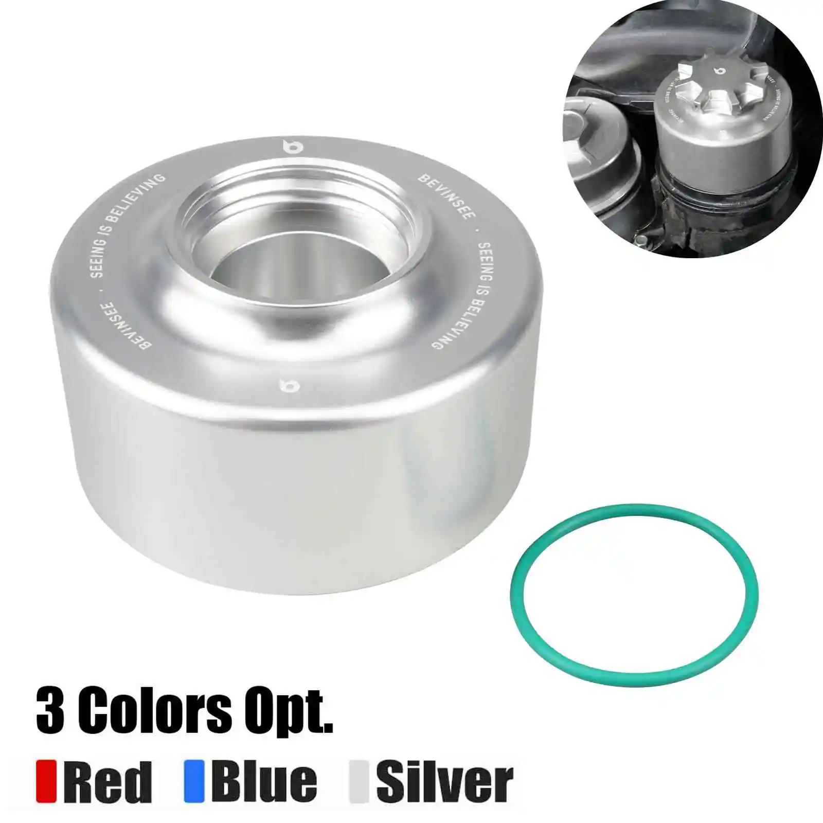 BEVINSEE Power Steering Reservoir Kit For BMW N55 N54 M54 E90 E92 E93 E91 E46 E36 E60 E61 E39 E87 E88 X5 E53 X3 E83 X1 E84 Z3 Z4