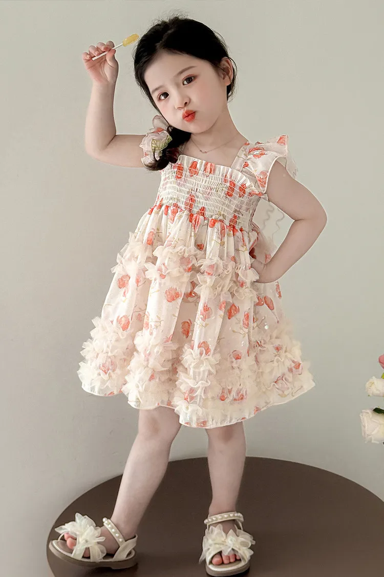 Girls Dress Summer 2025 New Children's Suspender Dress Foreign Style Princess Dress Baby Sweet Casaul