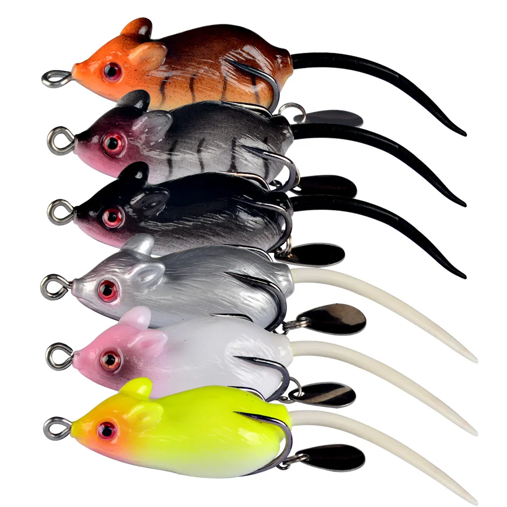 1Pcs Topwater Soft Mouse Bait Fishing Lures 5.5cm 10.5g Treble Hooks Ray Frog Crankbait Artificial Bait Bass Pike Fishing Tackle