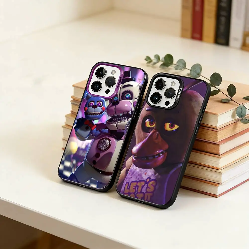 

D-FNAF-T-Five-Nights-at-Freddy's Phone Case For iPhone 17,16,15,14,13,12,11 Plus,Pro Max,XS,Colored Silver Plated Inside Cover