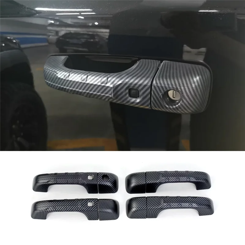 

Надежная крышка для Dodge Ram TRX 1500 2023 2024, внешняя дверная ручка автомобиля, крышка с отделкой умной замочной скважины, запасные части, ABS, углеродное волокно