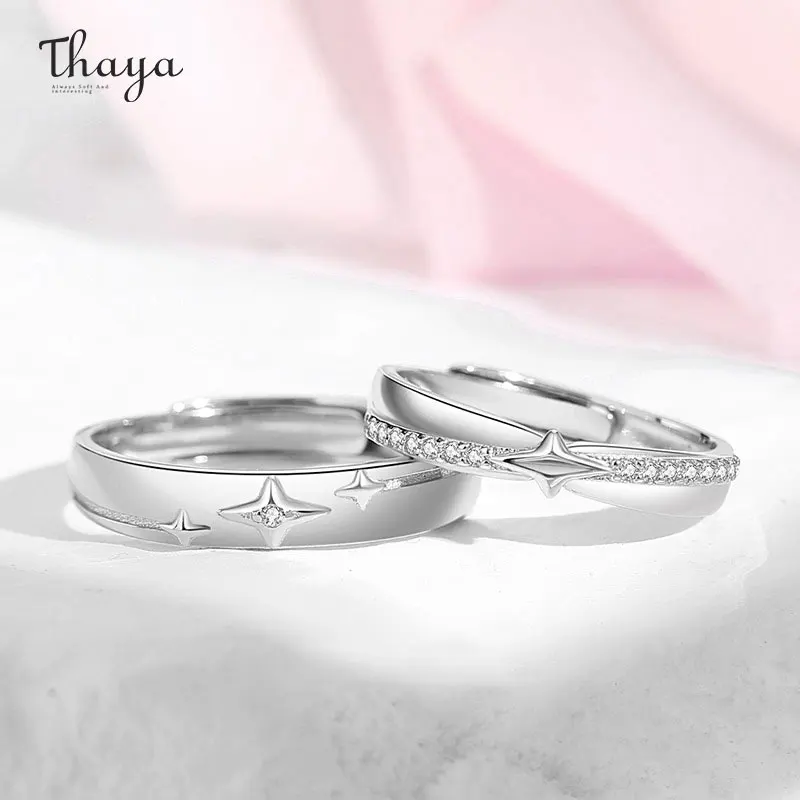 Thaya Genuine S925 Silver Women Wedding Ring Valentine's Day Luxury Star Finger Ring Couple Brand Engagement Party Jewelry