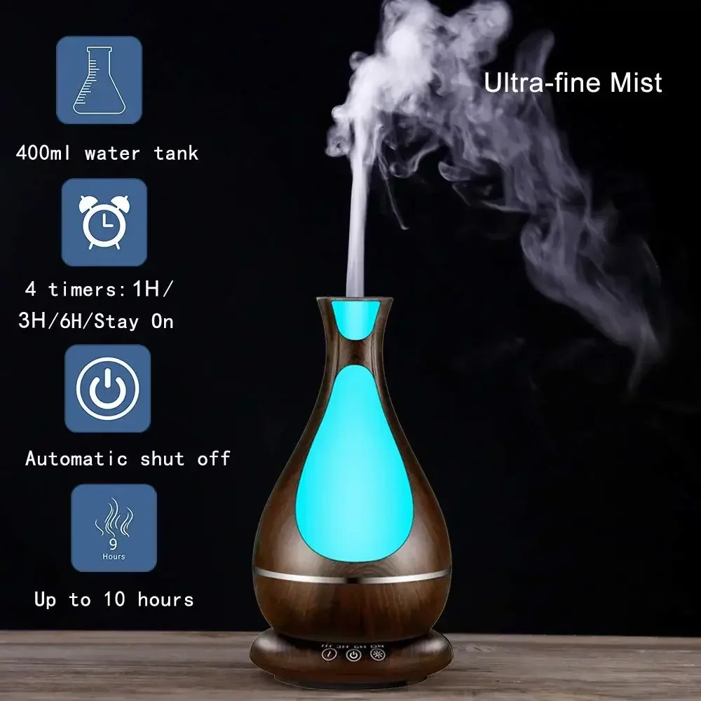 Oil Essential Diffuser Aromatherapy Ultrasonic Humidifier Air Purifier Mist Timing Set for Home Spa Office Humidificador 400ml