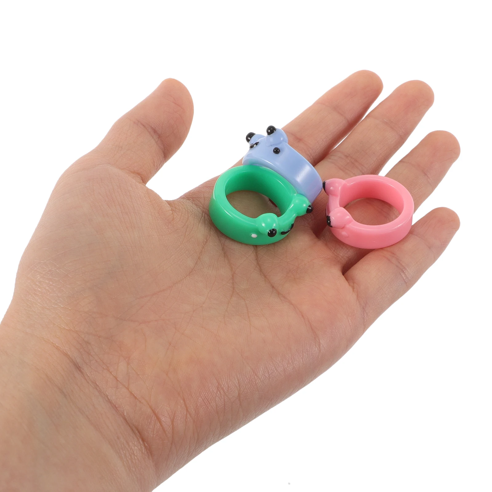 

Cartoon Frog Ring Decorative Frogs Jewelry Kawaii Lovely Animal Finger Rings Resin Figurines