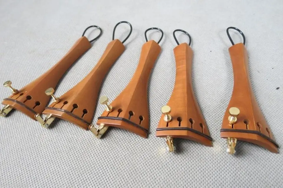 

5pcs hill-style Jujube violin tailpiece4/4,w/tail guts and golden tuner