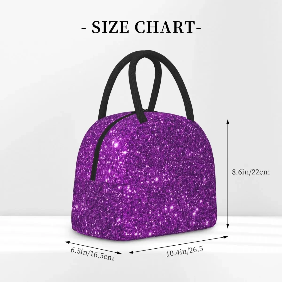 Purple Sparkly Glitter Insulated Lunch Bag for Women Kids Portable Food Boxes Thermal Lunch Box Tote