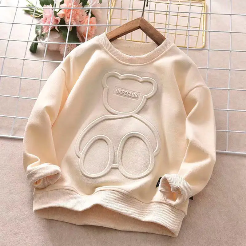 Children’s Cartoon Pattern Sweatshirt Boy Autumn Long-sleeved Warm Pullover Soft Comfortable and Warm Clothing  1-12 years