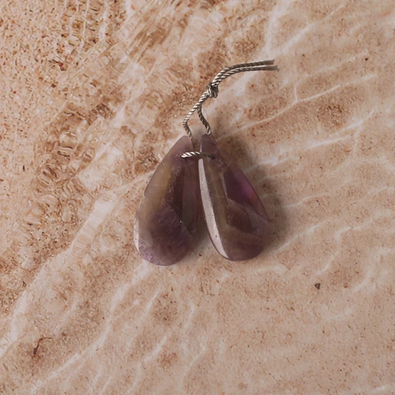 

Natural Stone Amethyst Water Drop Earrings Beads 25x12x4mm 3.3g Fashion Jewelry DIY Making Accessories for Women