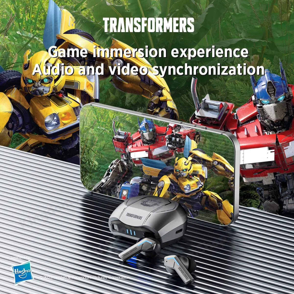 Transformers TF-T06 earphone Gaming tanpa kabel TWS Headset Bluetooth 5.3 earbud Stereo HIFI latensi rendah pengurang kebisingan