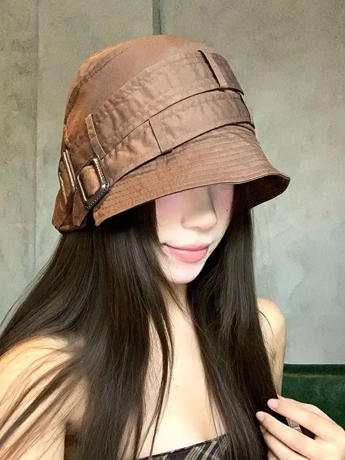 Women's Outdoor Solid-Color Hat Button Closure Breathable Wide Brim Soft Simple Versatile Summer