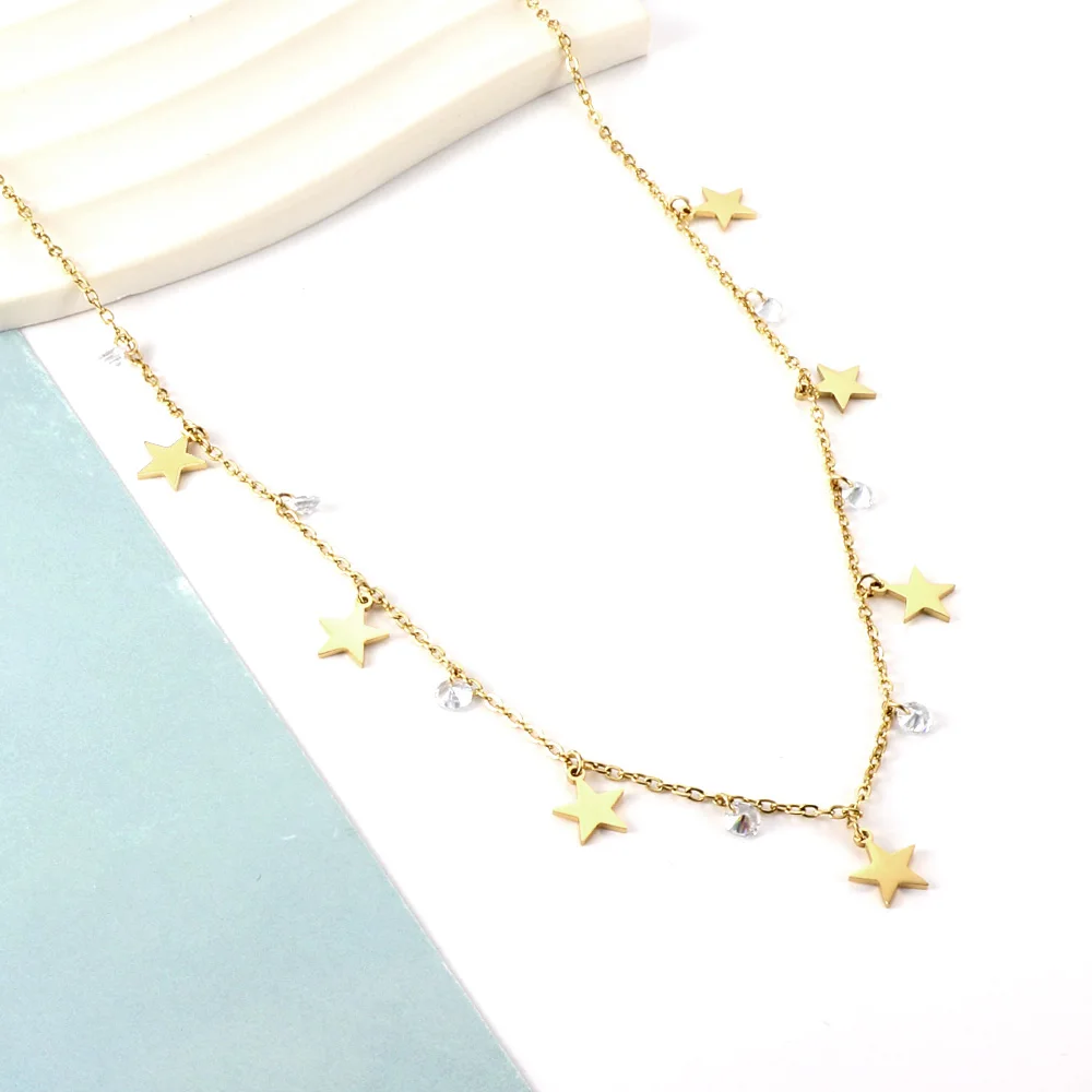 LUXUKISSKIDS Stainless Steel Lightning Trendy Collier For Woman Beach Jewelry Vintage Romantic Boho Summer Star Chain Necklaces