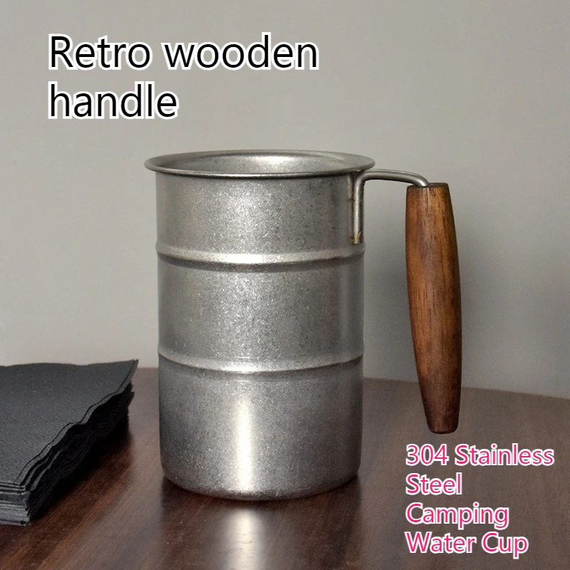 

Vintage Industrial Style Snowflake Beer Mug with Handle, 304 Stainless Steel Camping Water Cup, Outdoor Travel Metal Tankard