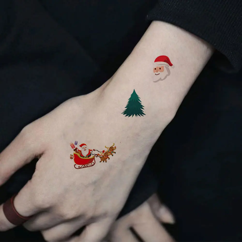 12 قطعة من الوشم المؤقت لعيد الميلاد على شكل رجل ثلج لشجرة عيد الميلاد وشم مزيف للنساء والرجال لتزيين الجسم