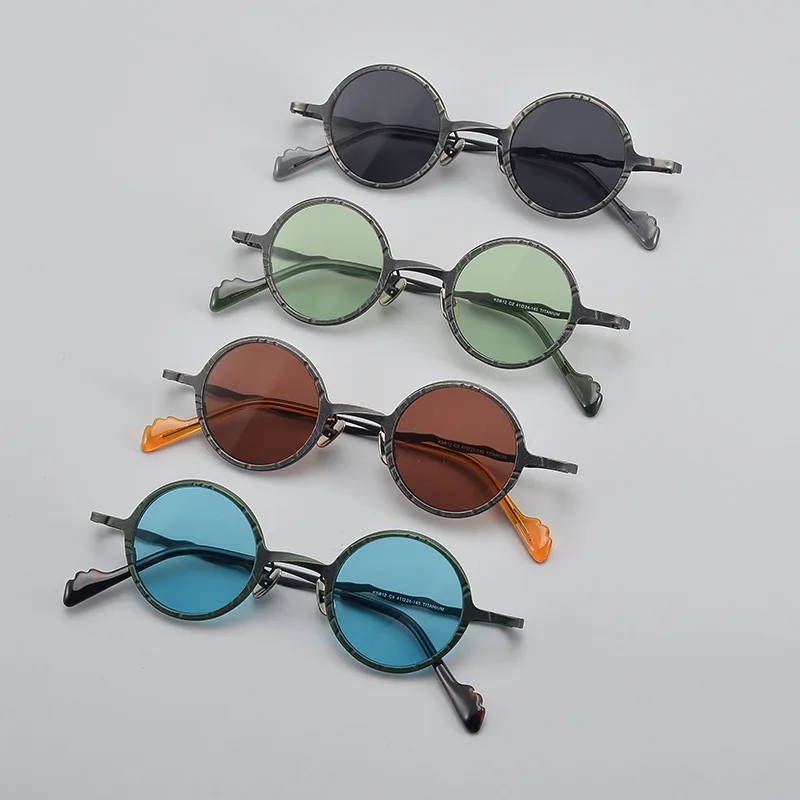 

Vintage Brand Designer Luxury Pure Titanium Round Sunglasses Men UV400 Sun Glasses For Women Custom Prescription