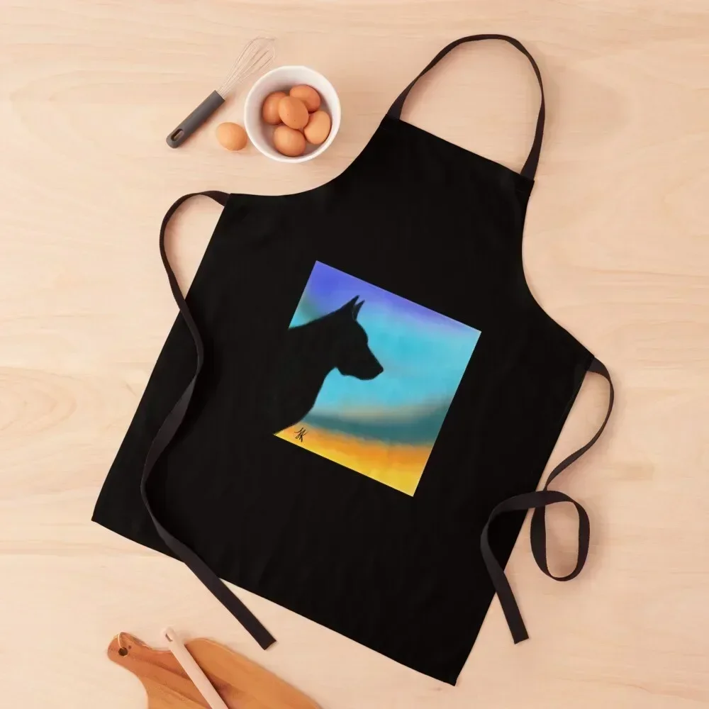 

Black dog Apron Restaurant Kitchen Equipment Woman Work for women with pocket Sexy Apron