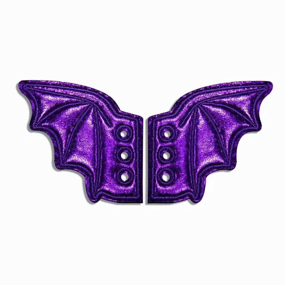 PU Leather Bat Shoe Wings Lace-Up Design Lightweight Punk Shoe Accessory Bat Wings Shape Wear-Resistant Halloween Shoe Ornament