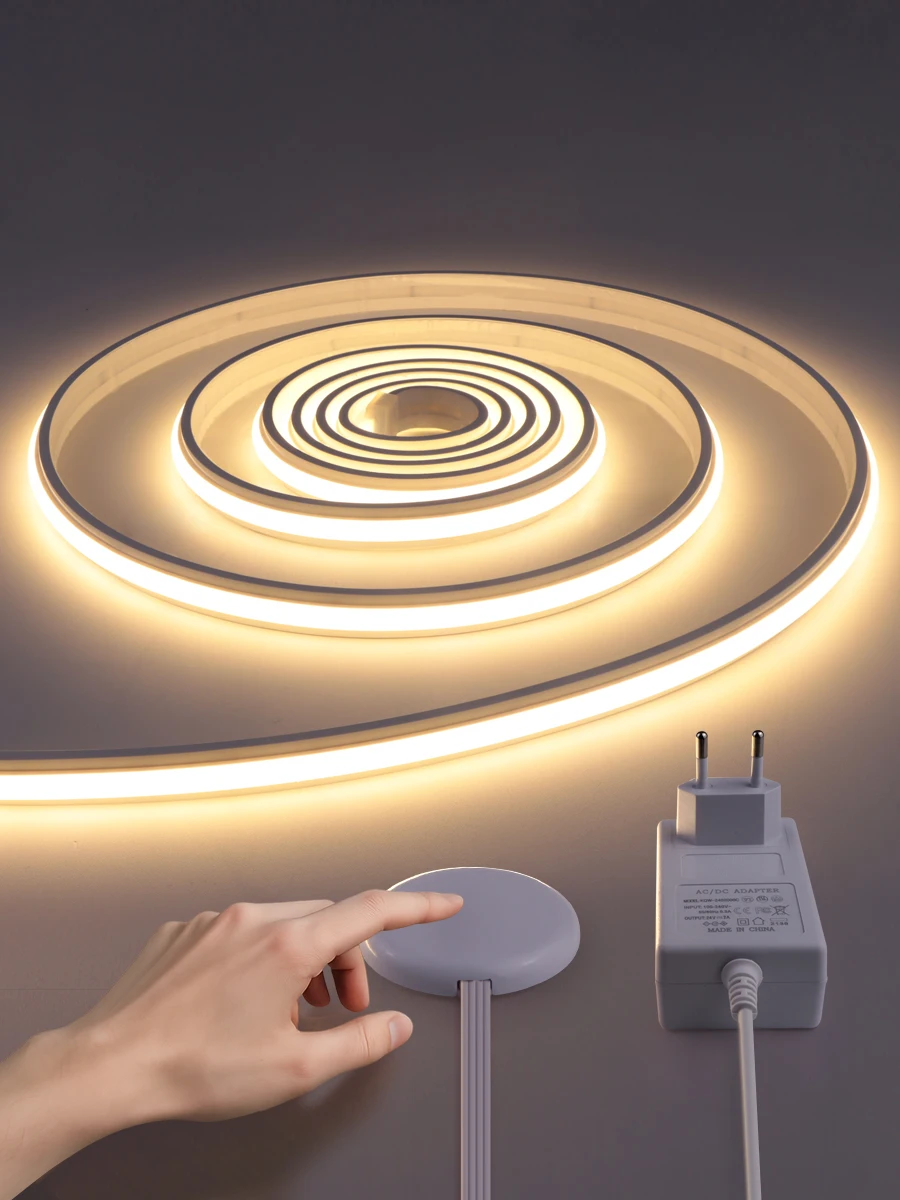 Nieuwe Solid COB Neon Strip Licht 2m-10m 24V Waterdichte Pure Siliconen Gel Buis Dimbare Touch control Sensor Schakelaar Geen Flikkering - afbeelding 2