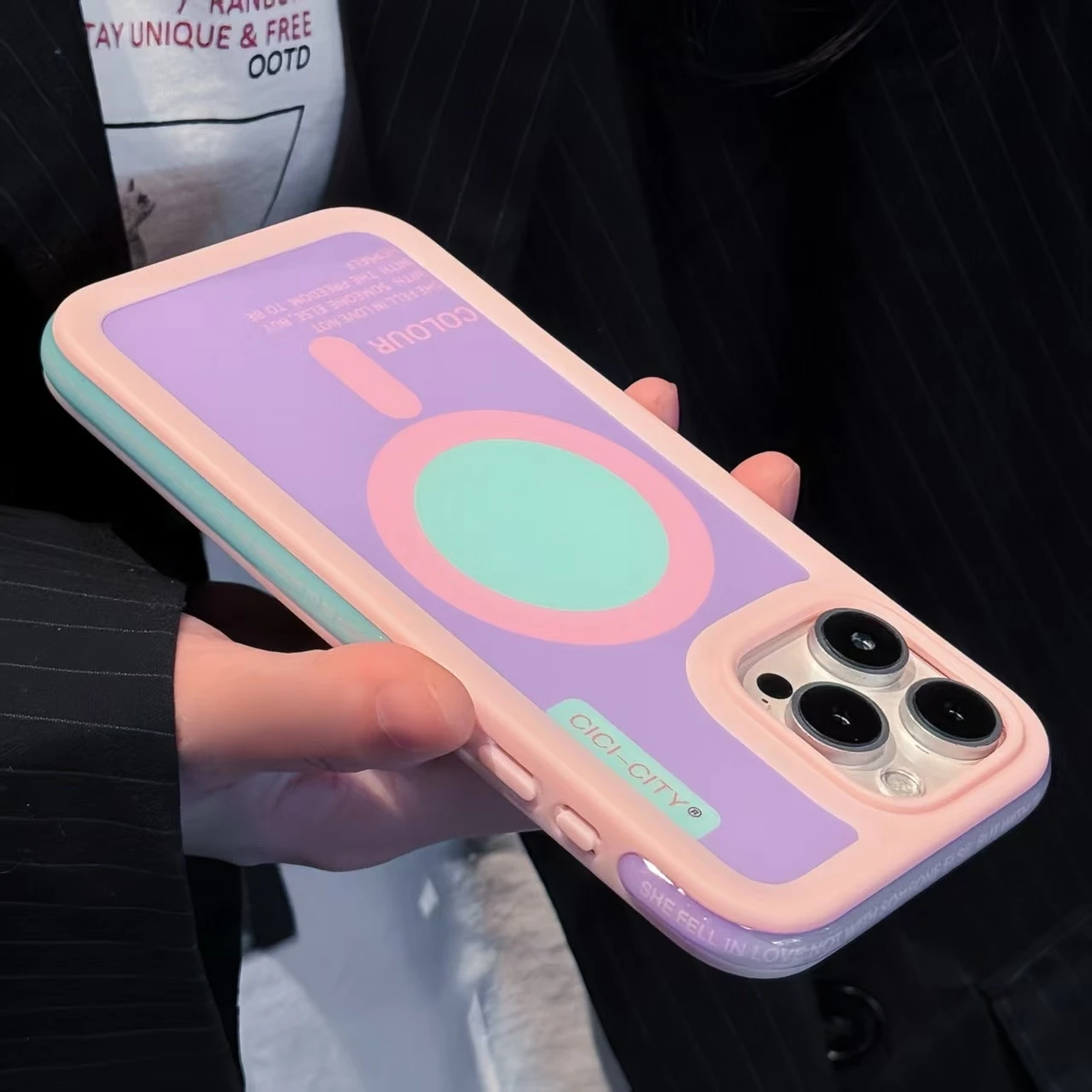 Etui na iPhone 13 14 15 16 Pro Max Magsafe Happy Dapamine Color Anti-Collision Drop-proof Protective Cover dla dziewczyn na lato