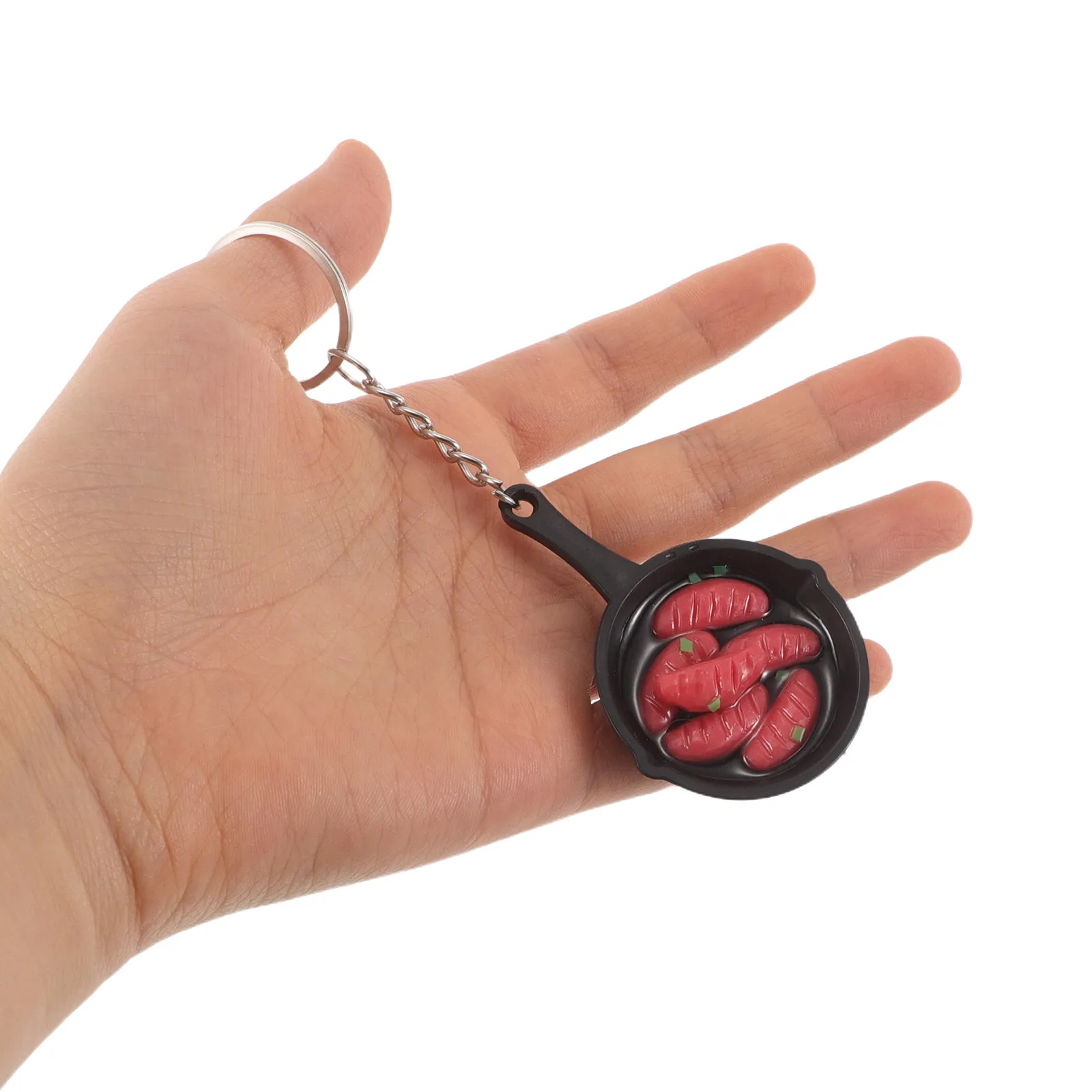 6Pcs Simulation Food Frying Pan Keychain Mini Food Charms Bag Hanging Ornament for Handbags Party Favor Cute Pendant
