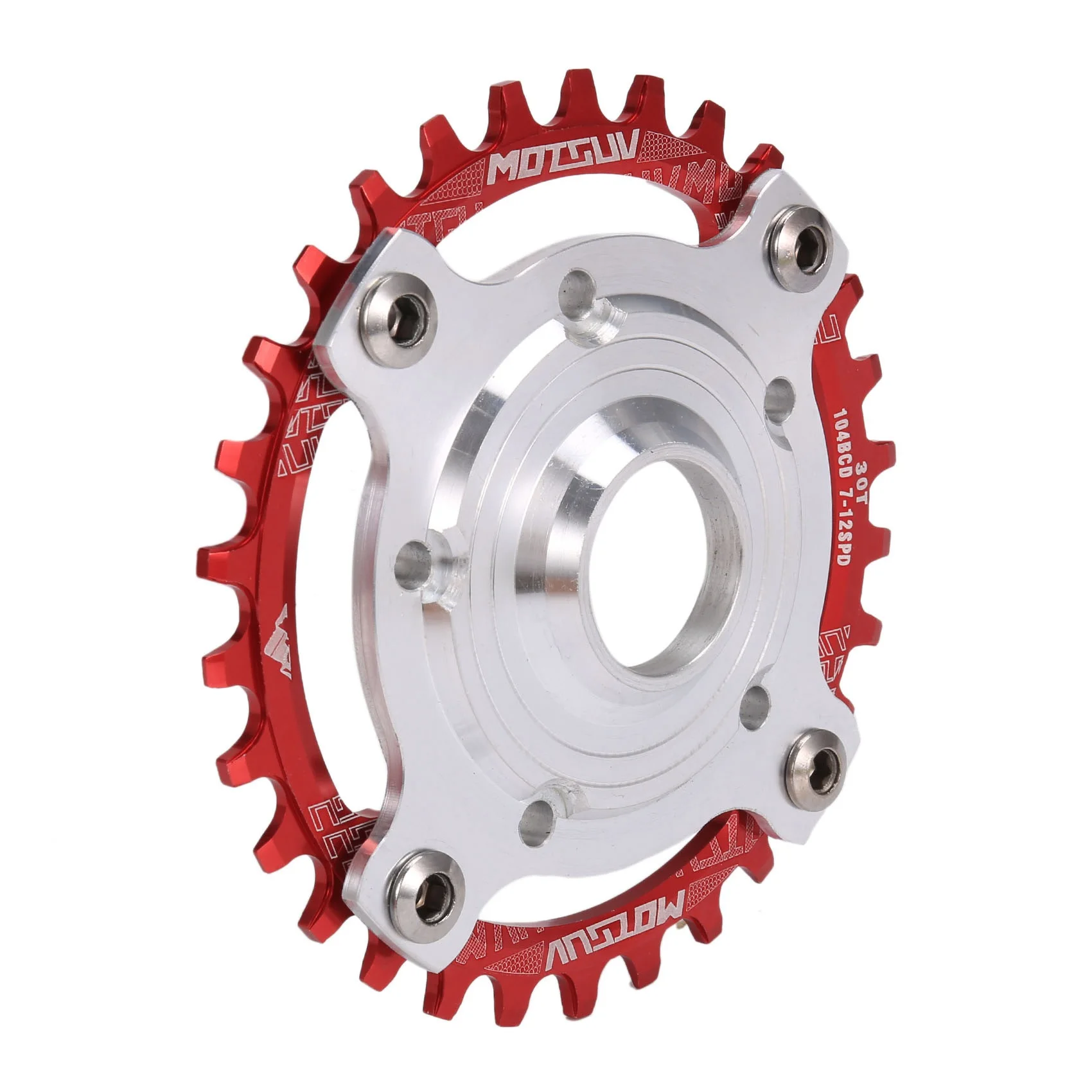 Liga de alumínio bicicleta pedaleiro, 104BCD E-Bike Chainring e adaptador para Tongsheng TSDZ, Mid Drive Motor, 30T, vermelho