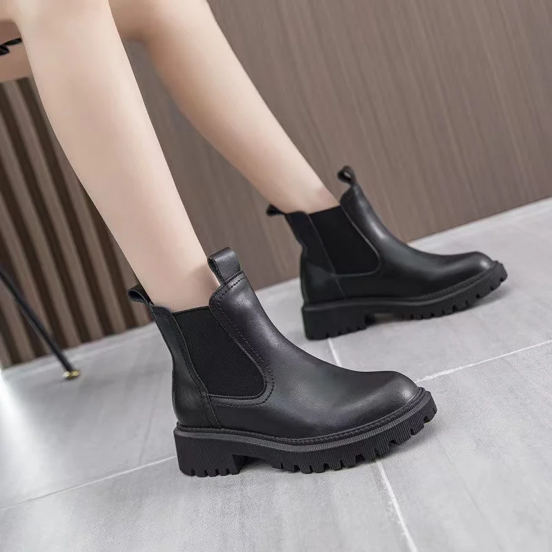 2023 New Fashion Women's Chelsea Boots  Autumn Winter Fashion Women's Ankle Boots Retro Marton Boots Ladies Plus size 42 43