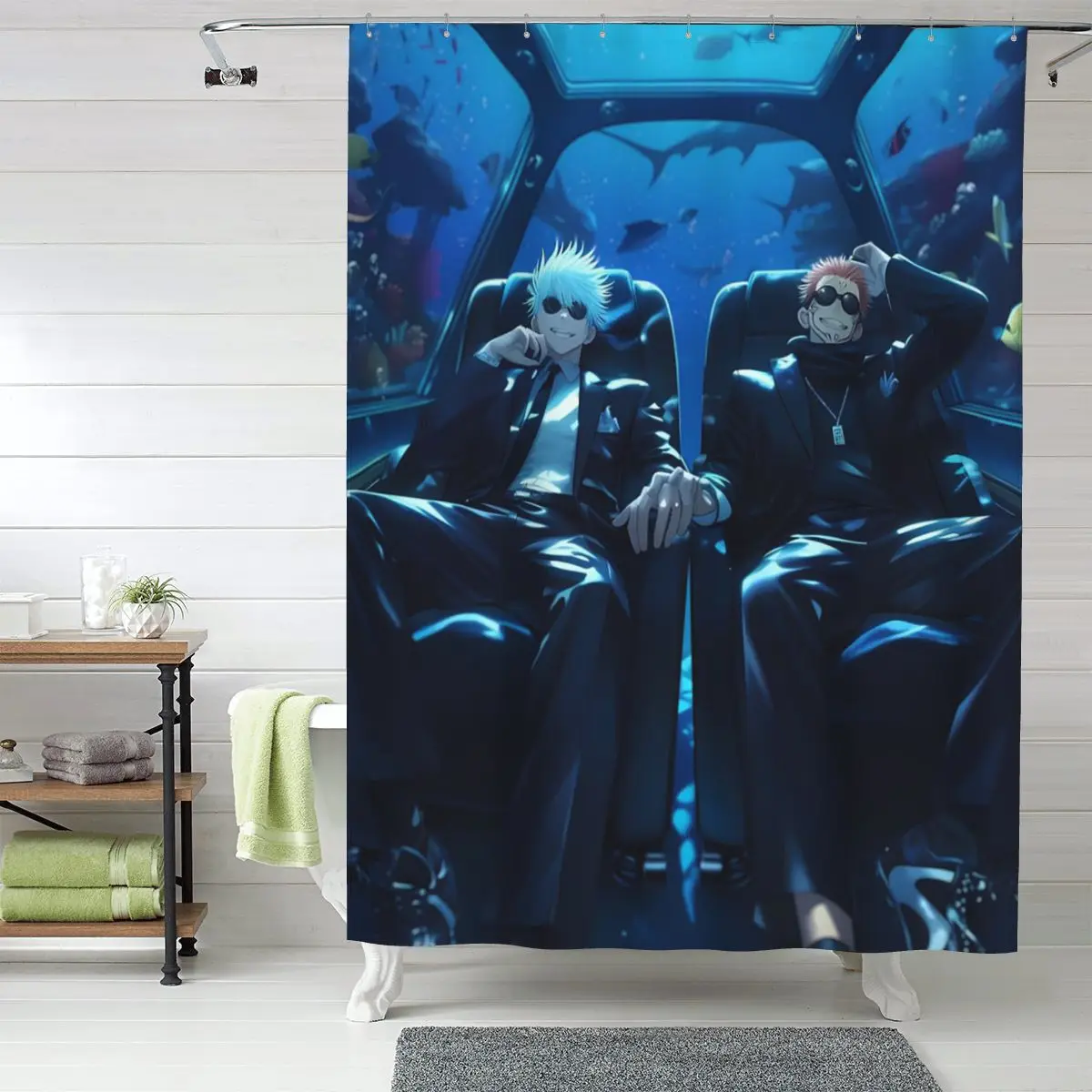 

Водонепроницаемая занавеска для душа из полиэстера с крючками, аниме-дизайн «Мегуми Бесто Френдо» по мотивам «Дзюдзюцу Кайсен» (Сукуна)